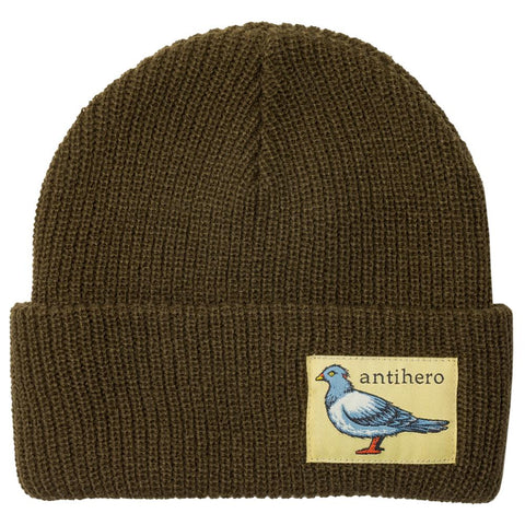 Lil Pigeon Label Beanie (Moss/Tan)