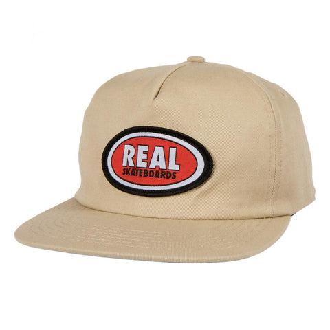 Oval Snapback Cap (Khaki/Red)