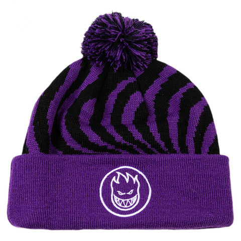Classic Swirl Pom Beanie (Purple/Black)
