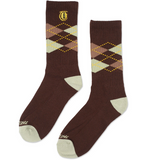 Lantern Argyle Crew Socks (Brown)