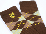 Lantern Argyle Crew Socks (Brown)