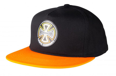 Split Cross Snapback Cap (Black/Orange)
