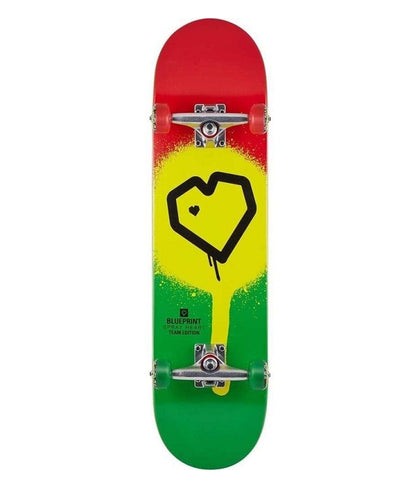 Spray Heart Complete Skateboard Rasta 8.0