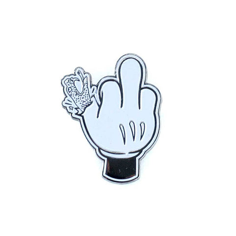 Cartoon Up Yours Pin (White/Black)