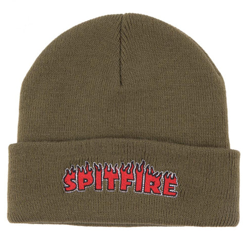 Flash Fire Cuff Beanie (Olive/Red)